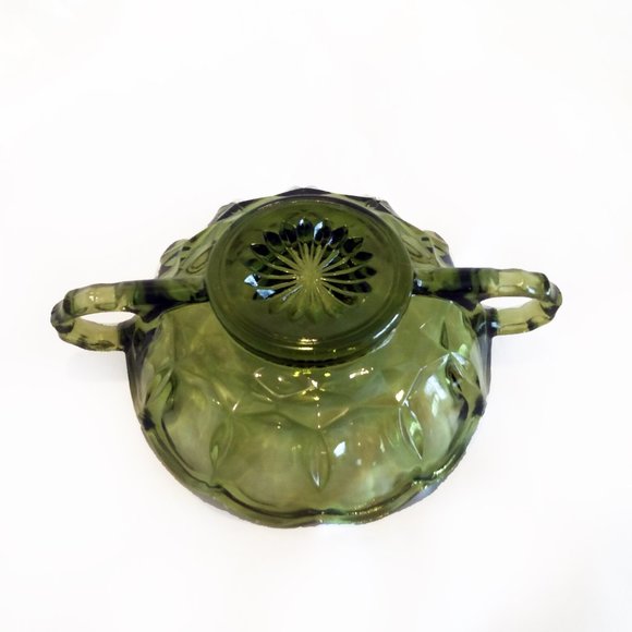 Vintage Anchor Hocking-Avocado Green-Double Handled Candy/Relish Dish - Picture 6 of 8